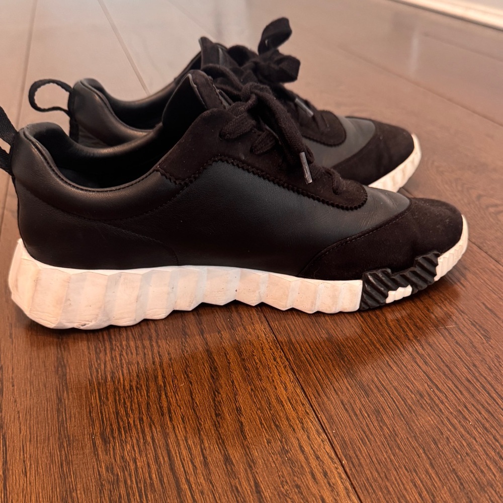 Hermes Black bouncing Sneakers with White Sole